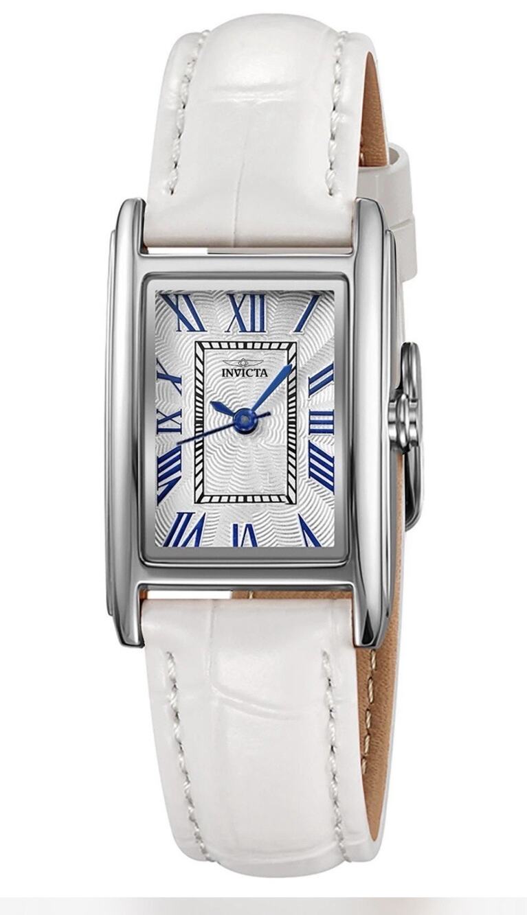 Invicta Celestial Lady 22mm Silver Tone Dial White Leather Band 70378